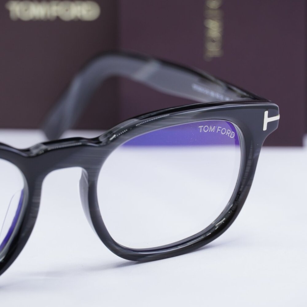 Tom Ford FT5930-D-B 063 Rectangle Eyeglasses 52mm - Black Horn /Blue Light Block - Picture 9 of 9